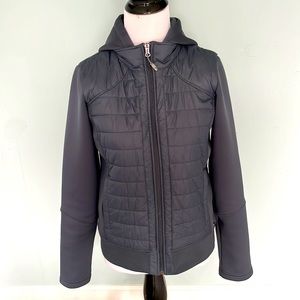 CALIA beautiful petrol blue jacket with hood.